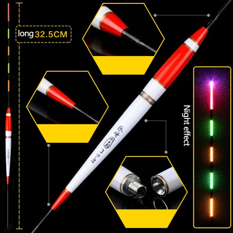 1 st. visdobber led elektrische dobber licht + batterij cr -425 diep water dobber vistuig dobber vistuig met elektronen: B