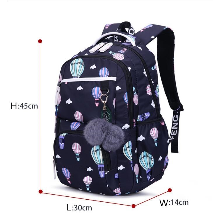 Fengdong cute school bags for teenage girls korean style school backpack for girls fur ball decoration children bag girl