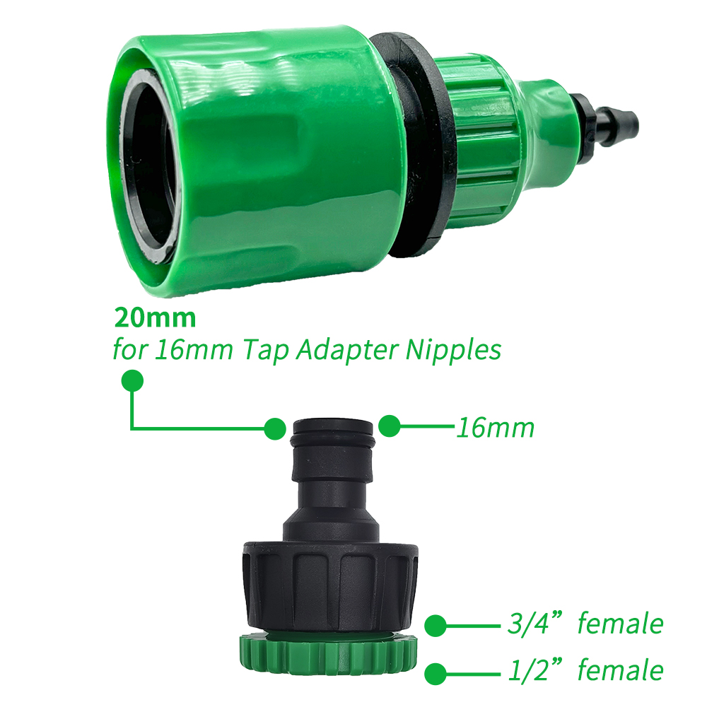 Adattatore ad innesto rapido da 2 pezzi con connettore spinato da 1/4 (ID 4 mm) o 3/8 pollici (8 mm) per irrigazione giardino irrigazione serra