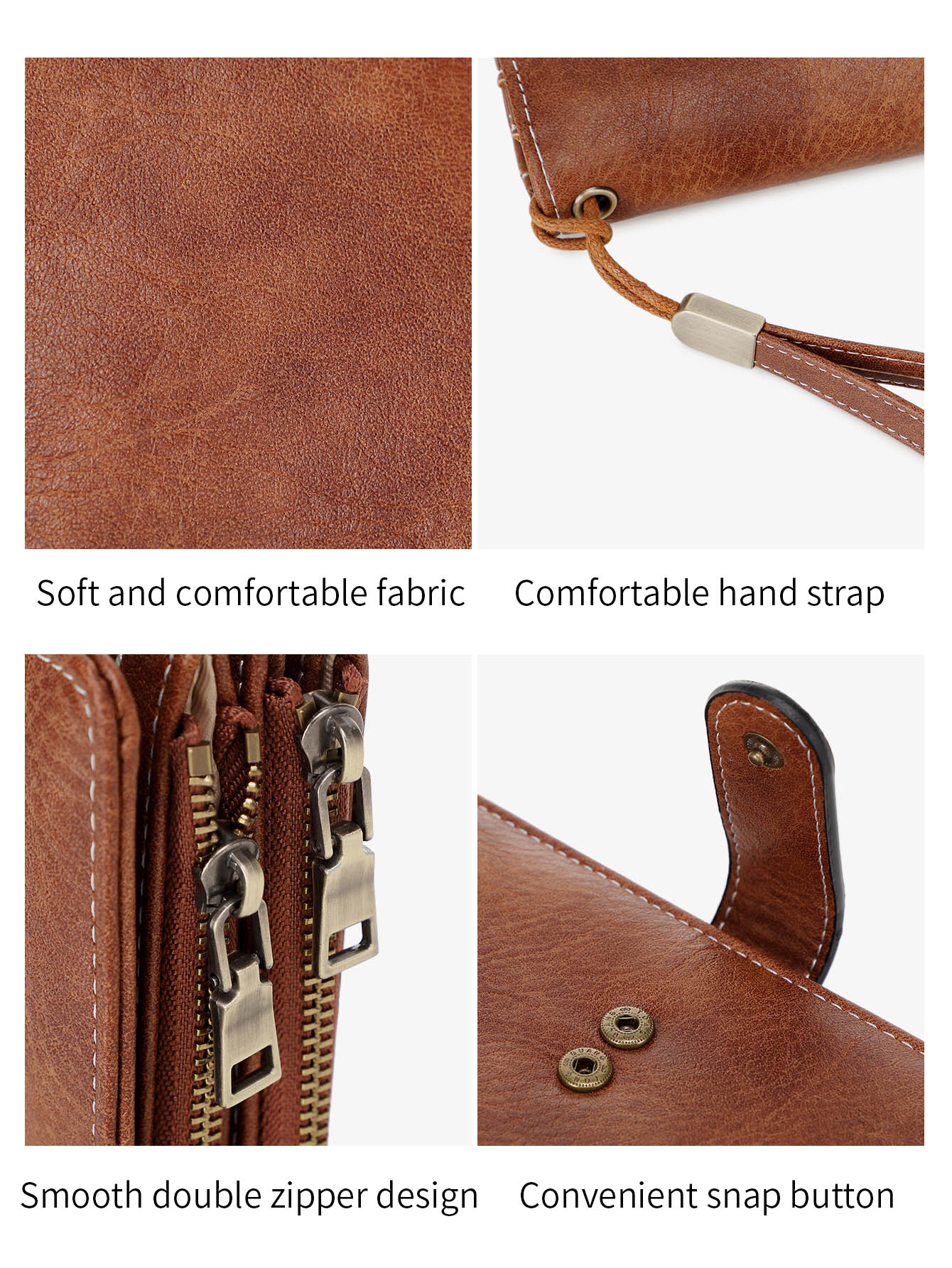 Retro Business Women's Long Wallet PU Leather Triple Fold Large Capacity Multi Card Slot Handbag Slot Ultra Thin Zipper Wallet