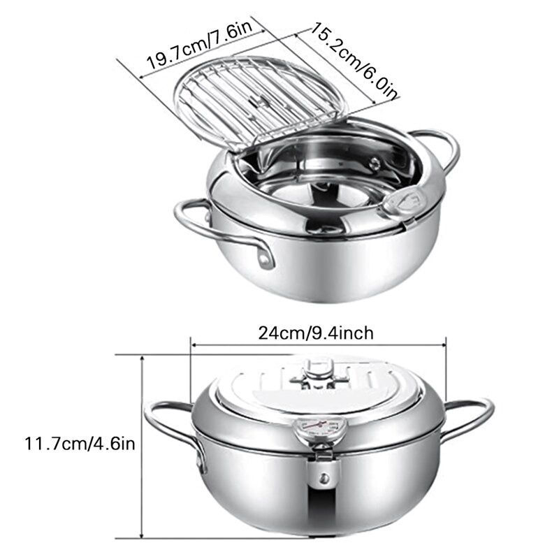 Stile giapponese Frittura Pentola Termometro Tempura padella Friggitrice Controllo della Temperatura Fritto di Pollo Strumenti di Cottura Utensili Da Cucina