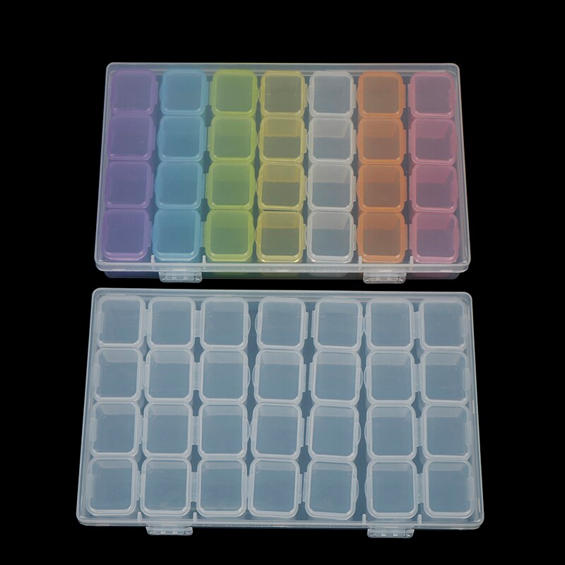 28 Slots Diamond Embroidery Box Diamond Painting Accessory Case Clear plastic Display Storage Boxes Cross Stitch Tools