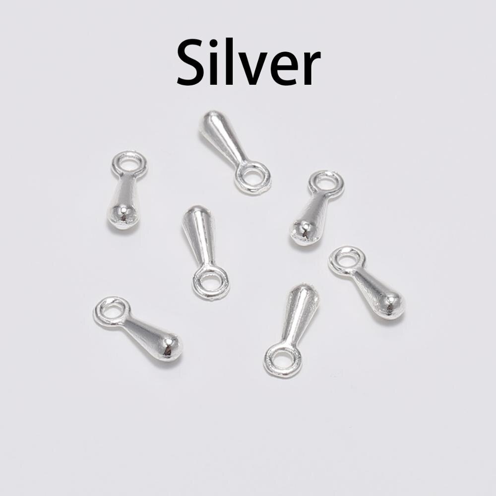 200 sztuk/partia złota kropla wody wisiorek koniec koraliki 2*7 3*9mm dla ogon Extender Chain DIY tworzenia biżuterii ustalenia akcesoria: Silver / 2 x 7mm