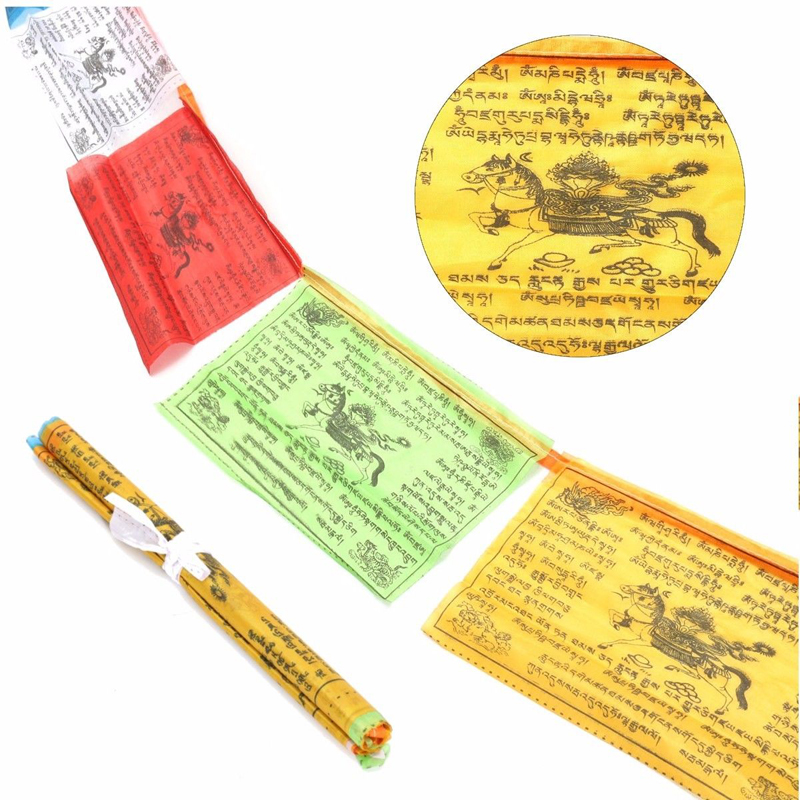 Religiøse flag tibetanske buddhistiske forsyninger farveprint bønneflag kunstig silke tibet lunge ta banner skrifter streamer