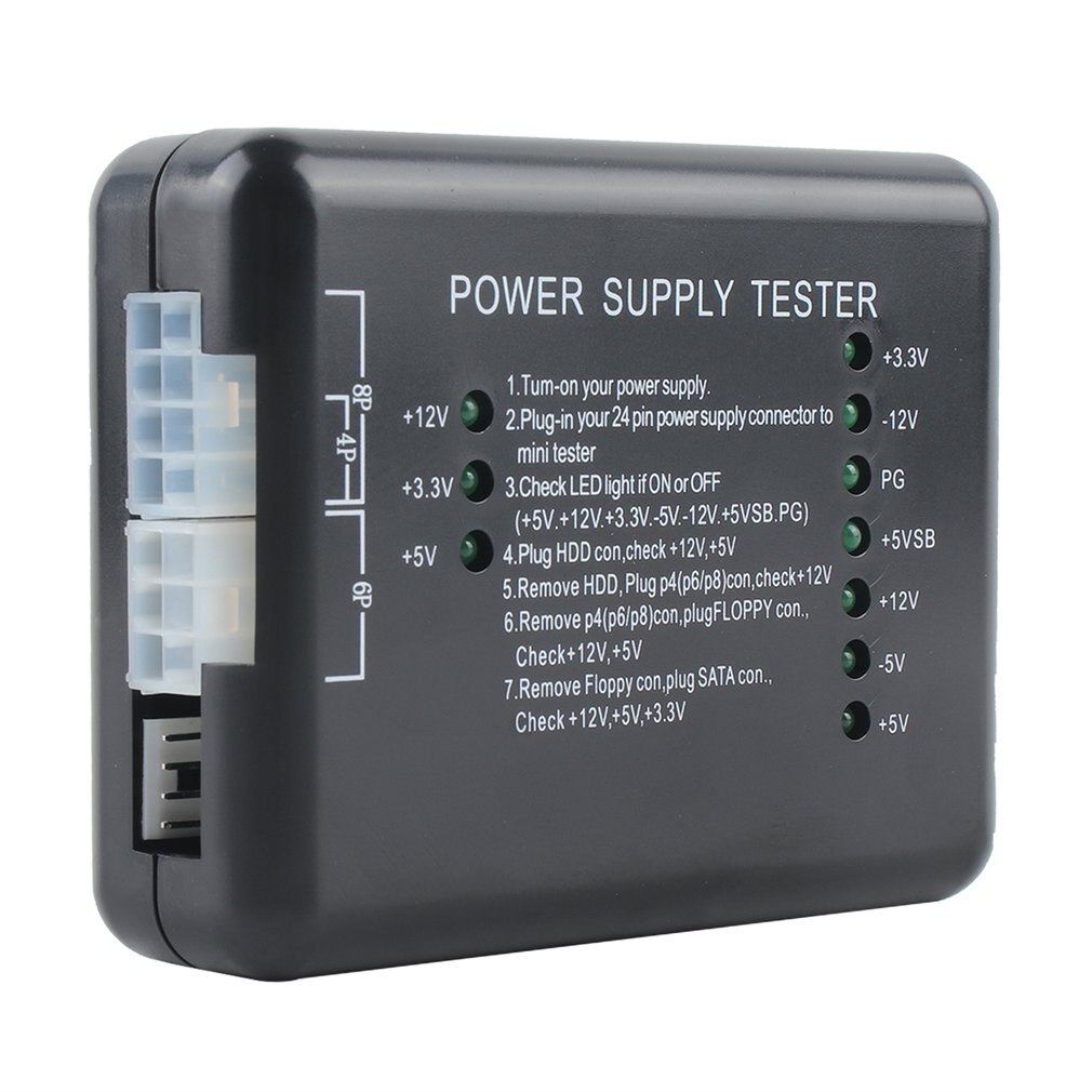 Power Supply Tester Checker LED 20/24 Pin for PSU ATX SATA HDD Tester Checker Meter Measuring for PC Compute