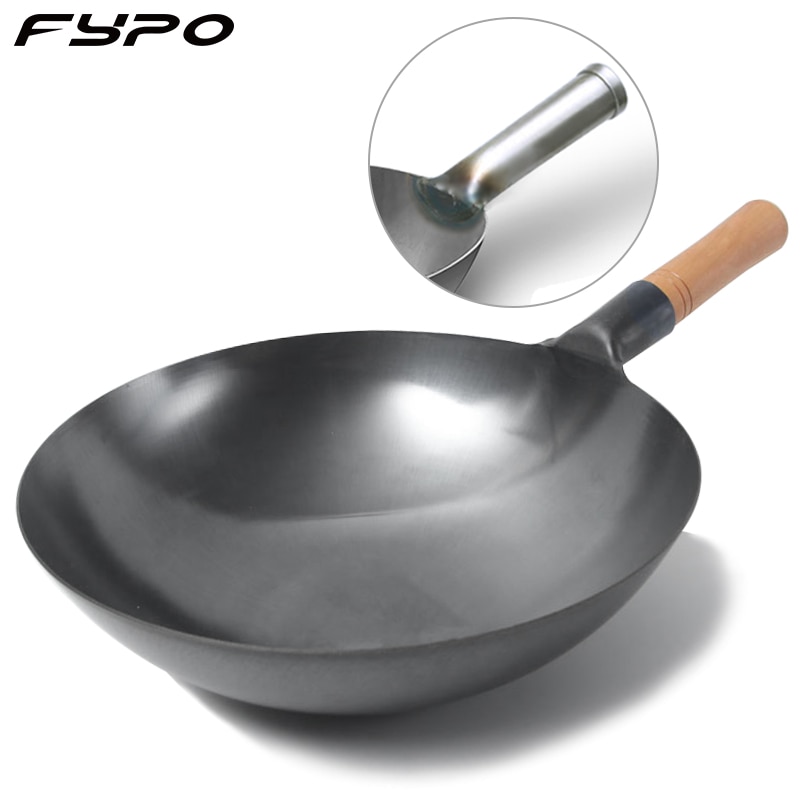 Iron Wok Chinese Traditional Handmade Iron Cook Pot Non-stick Pan Non-coating Gas Cooker Cookware Kitchen Pot Cast Iron Pan