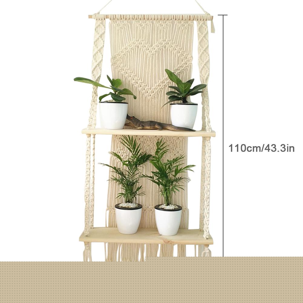 Macrame hængende planter kurv væg håndlavet plante bøjle potte indendørs vrang kant og træ perle fest bryllup hjem dekoration