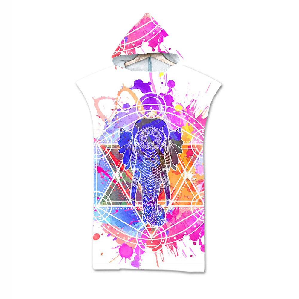 Gedrukt Olifant Volwassen Duikpak Veranderen Gewaden Poncho Hood Sneldrogend Hooded Strandlaken Absorberende Zweet-Absorberende Zwemmen gewaad: color 8
