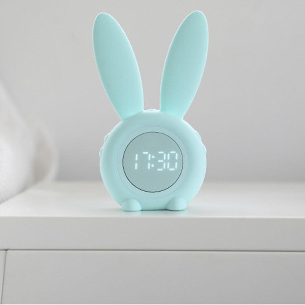 Termometer temperaturdisplay uppladdningsbar nattlampa digital snoozing multifunktionell väckarklocka kaninformad