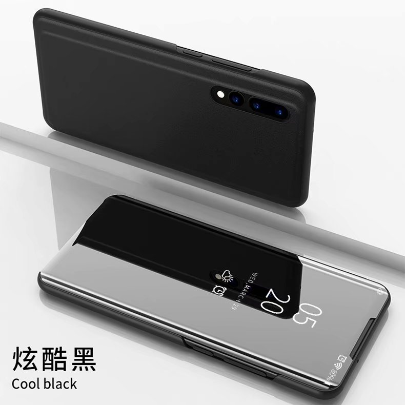 Mirror smart phone Case For xiaomi redmi note 8T Stand Flip book cover on For redmi note 8T case note8T note8 t 8 t8 cases coque: Black