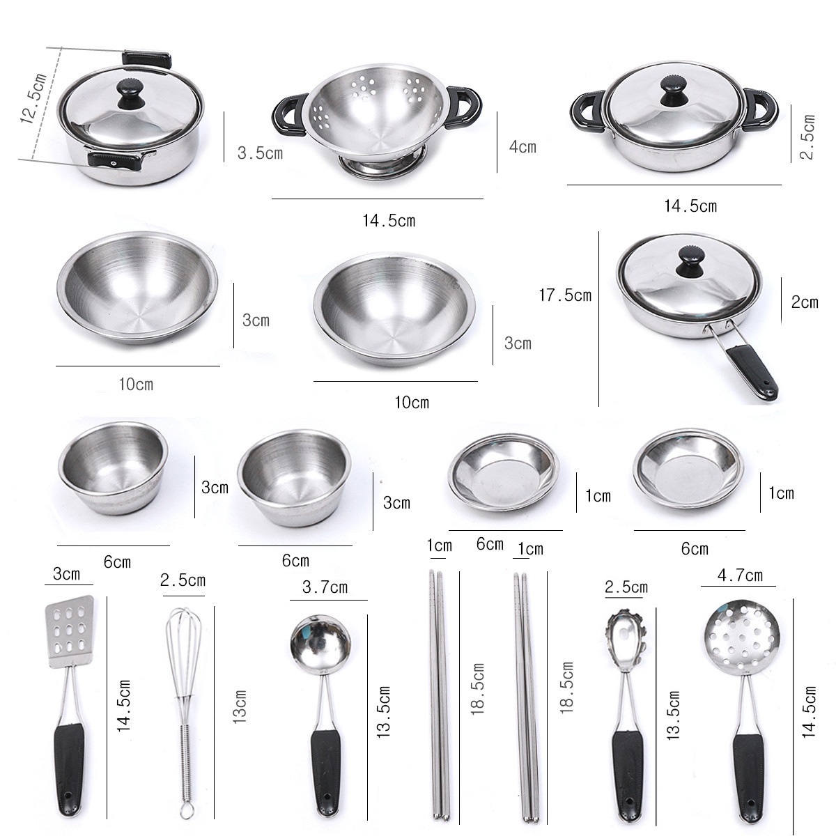 20PCS Gladde Roestvrijstalen Keuken Speelgoed Rvs Mini Speelhuis Keuken Model Kookgerei Kinderen Speelgoed Kinderen