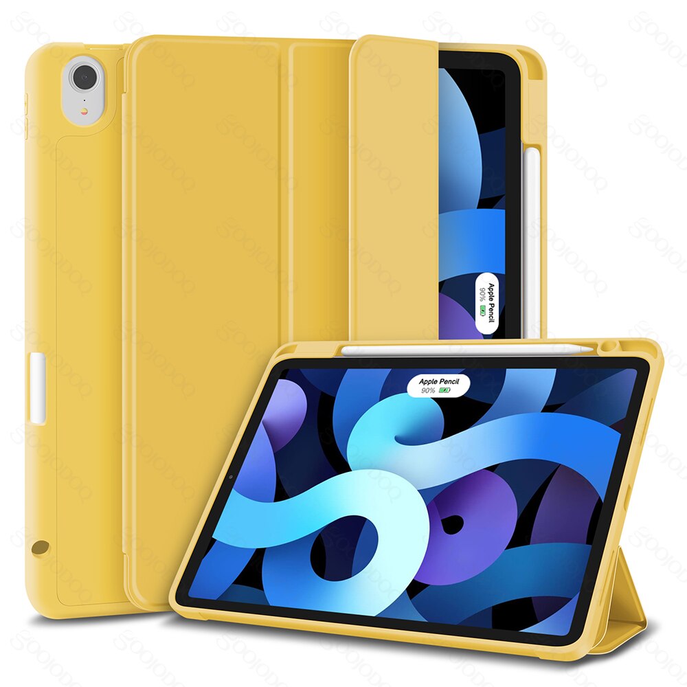 For iPad Air 4 Case for iPad Air Case for iPad Mini 6 Smart Silicone cover with Pencil Holder funda A2567 A2568 A2569: Yellow / iPad Air 4 2020