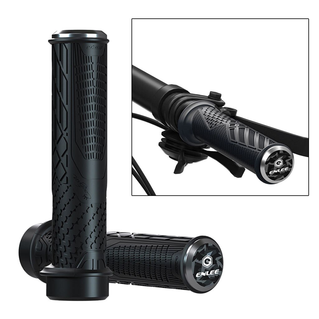 Poignées de guidon de vélo en caoutchouc, 1 paire, poignées de vélo Anti-souple, verrouillage, guidon de cyclisme ultraléger: Black