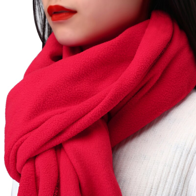 Vinter tyk varm stort tørklæde sjal kvinder indpakker vintage polar fleece vindtæt ensfarvet vilde sjal tørklæder 176cm