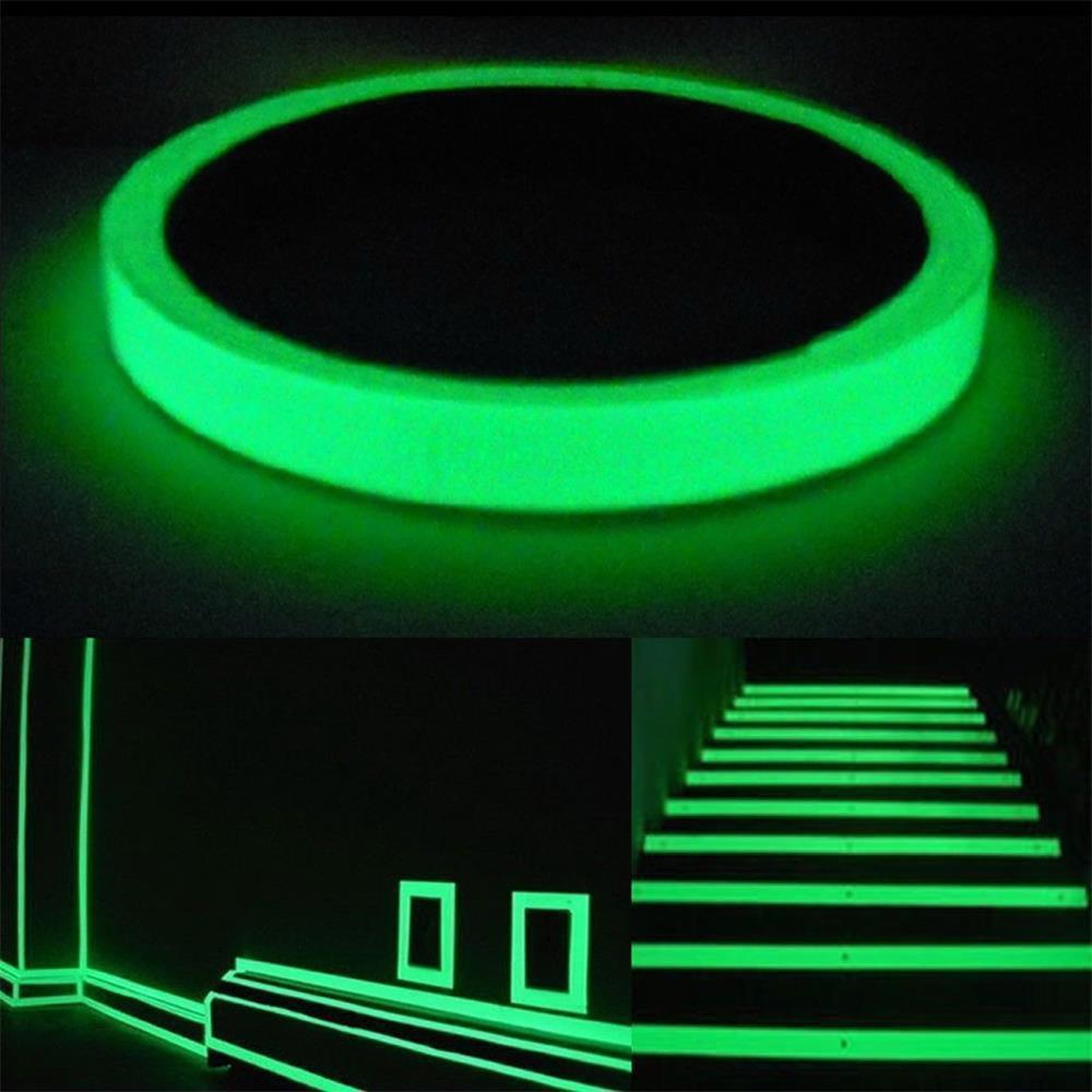 Cinta adhesiva fluorescente para decoración del hogar, cinta luminosa de seguridad que brilla en la oscuridad, 10M, 1cm, 2cm