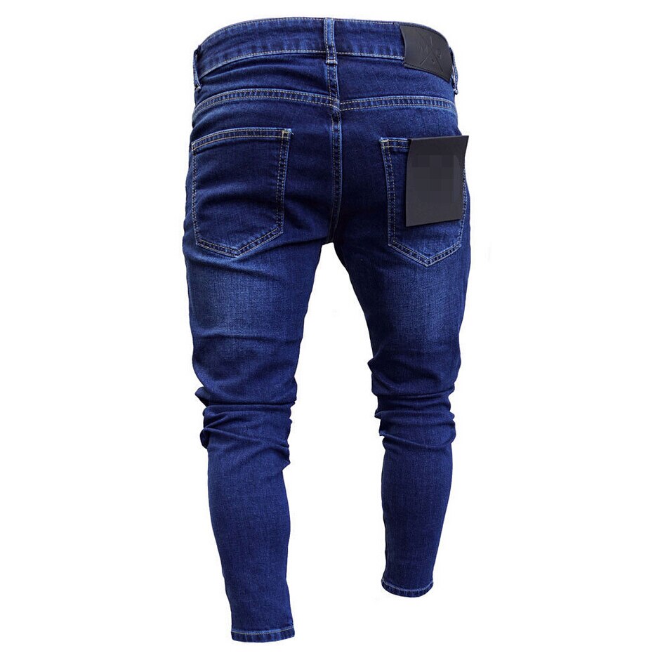 Herre blue jean skinny stretch jeans distressed ripped jeans freyed denimpencil bukser plus størrelse s -3xl