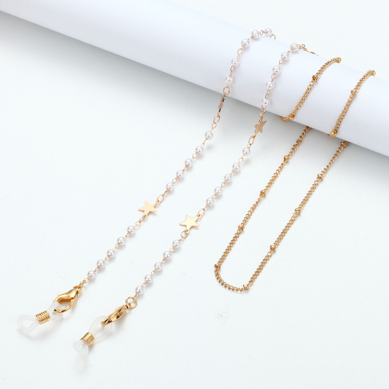 Gold Metal Glasses Chain Bohemian Hanging Sunglasses Chain Rose Flower Pearls Eyeglass Cord Holder Eyewear Rope Jewelry