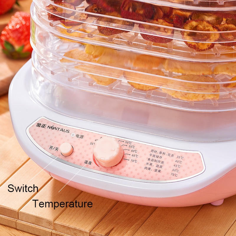Mad dehydrator frugt vegetabilsk urt kød tørring maskine pet snacks mad tørretumbler med 5 bakker 220v eu os