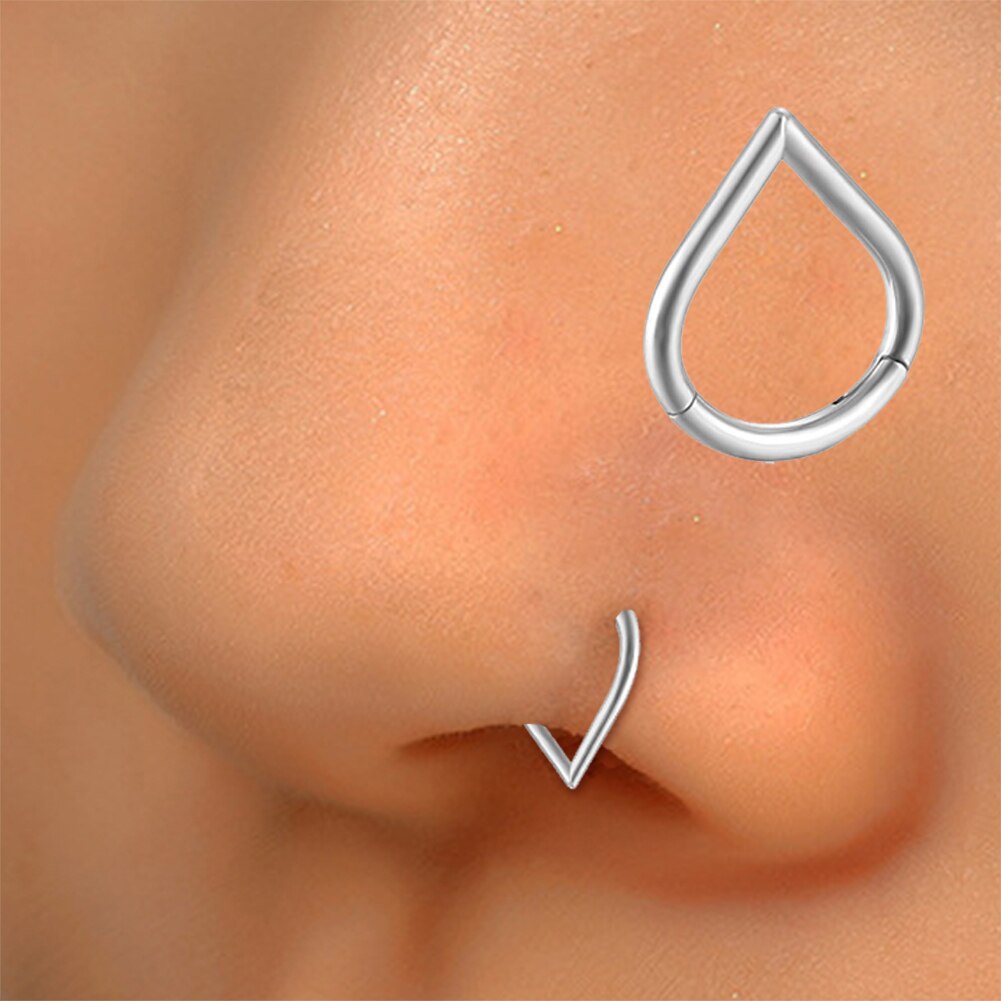 2022 1Pc Water Zilveren Kleur Zirkoon Hoepel Neus Ringen Tiny Open Buigbare Helix Kraakbeen Neus Piercing Body sieraden