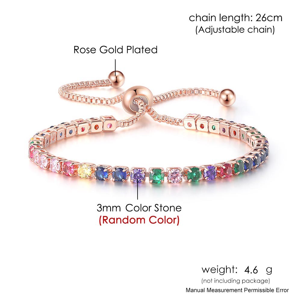Braccialetti da Tennis multicolori regolabili per le donne signore matrimonio arcobaleno colorato zircone braccialetto di fascino mano catena gioielli DZH043