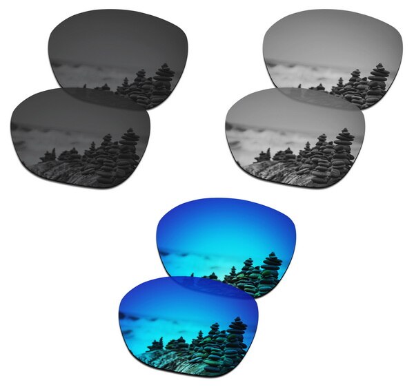 SmartVLT Replacement Lenses Polarized for Oakley Overtime Sunglasses - Multiple Pairs Packed: Black-Silver-Blue