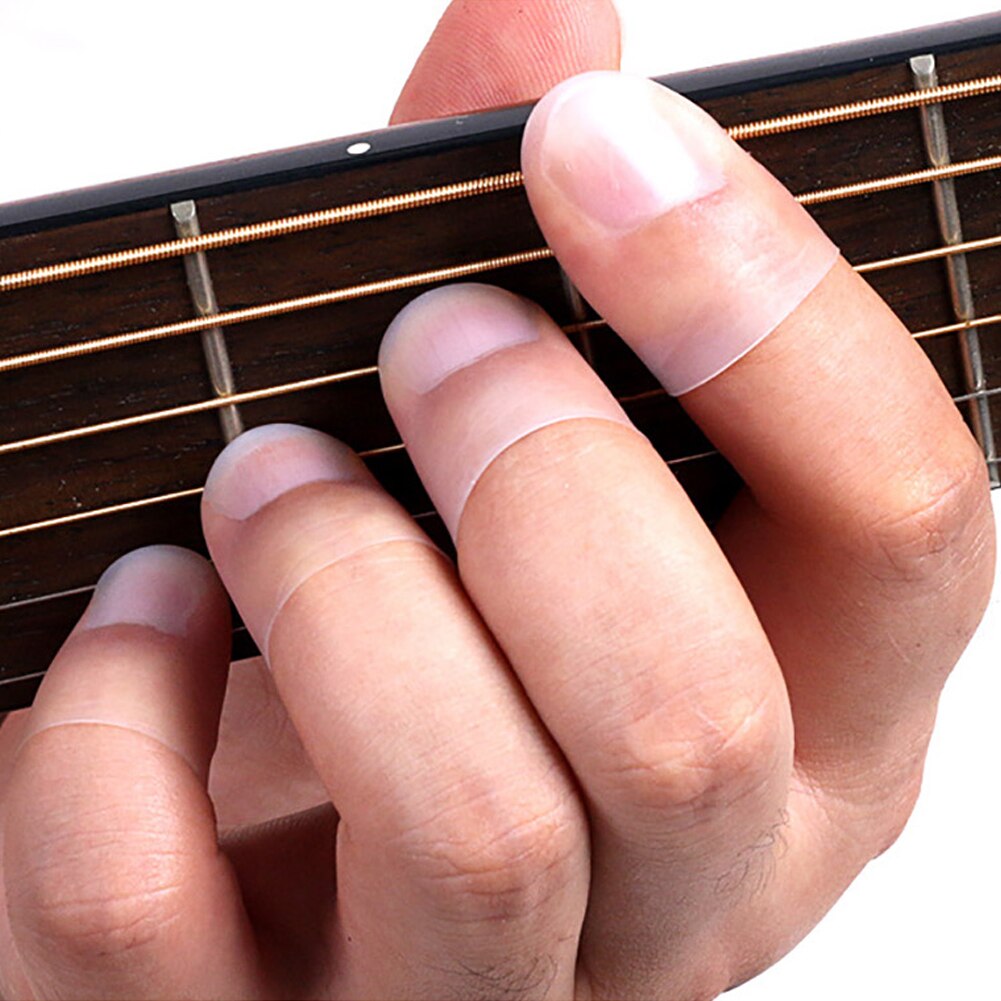 Protector de dedos de silicona para guitarra, funda ultrafina para mano izquierda, 4 unidades