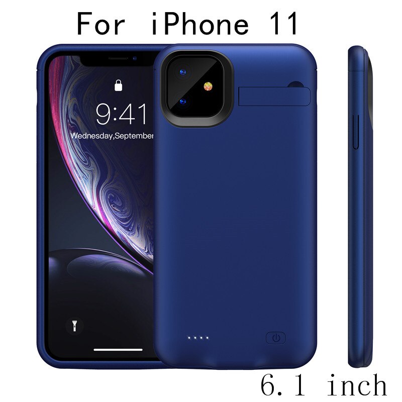 Battery Charger Case For iPhone 11 Pro Max Power Case Slim shockproof Power Bank Charging Cover For iPhone 11 Charger Back Pack: i11-Blue