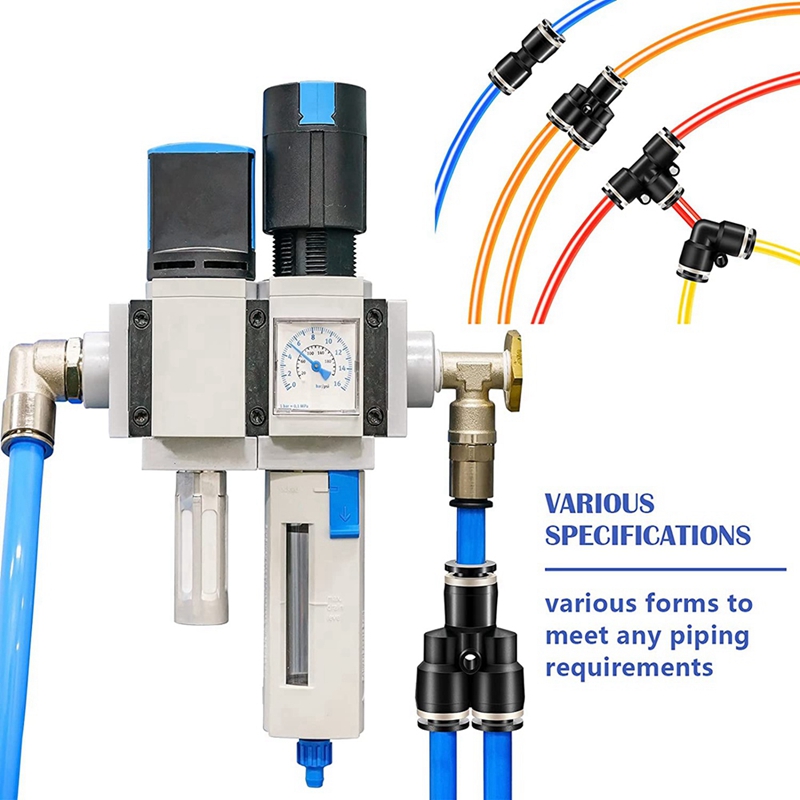 -Push To Connect Fittings Air Line Pneumatic Fittings Kit 60 Pieces Quick Release Pneumatic Connectors Air Line Fittings