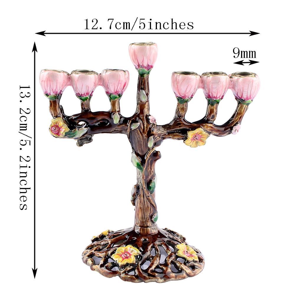 Candelabros Hanukkah Menorah de 7 ramas, candelabros con Árbol de flores, candelabros Menorah antiguos