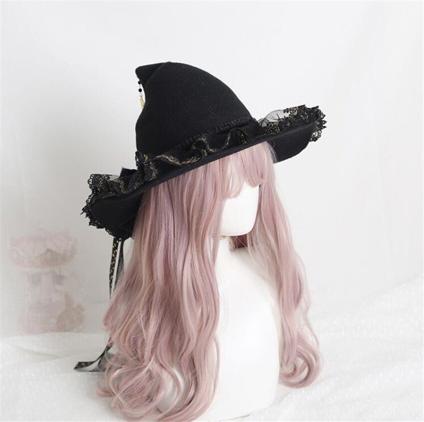 Chapeaux de sorcière magnifiques, mascarade Rose, nœud de fleur, chapeau de magicien gothique Lolita Halloween, accessoires de Costume Cosplay D983