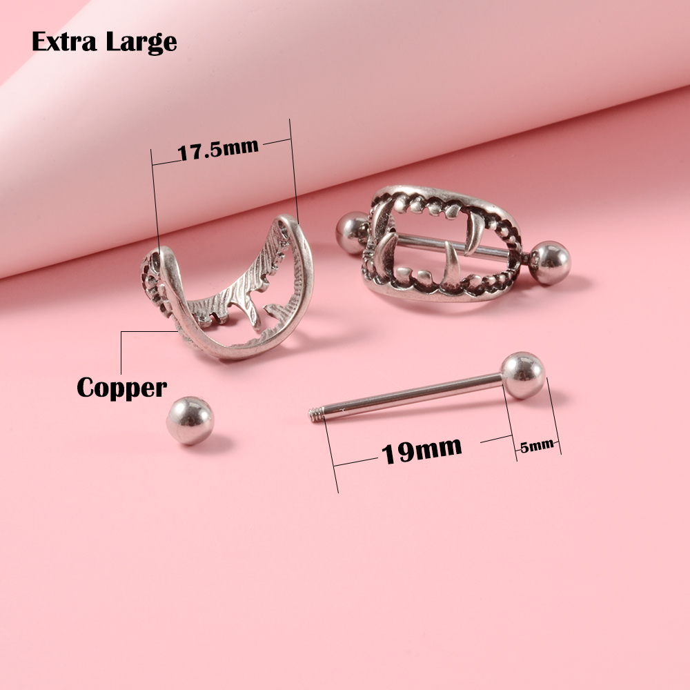 2 pièces 14G dents Sexy mamelon anneau bouclier couverture haltère mamelon Piercing barre pour femmes acier chirurgical sein corps Piercing bijoux