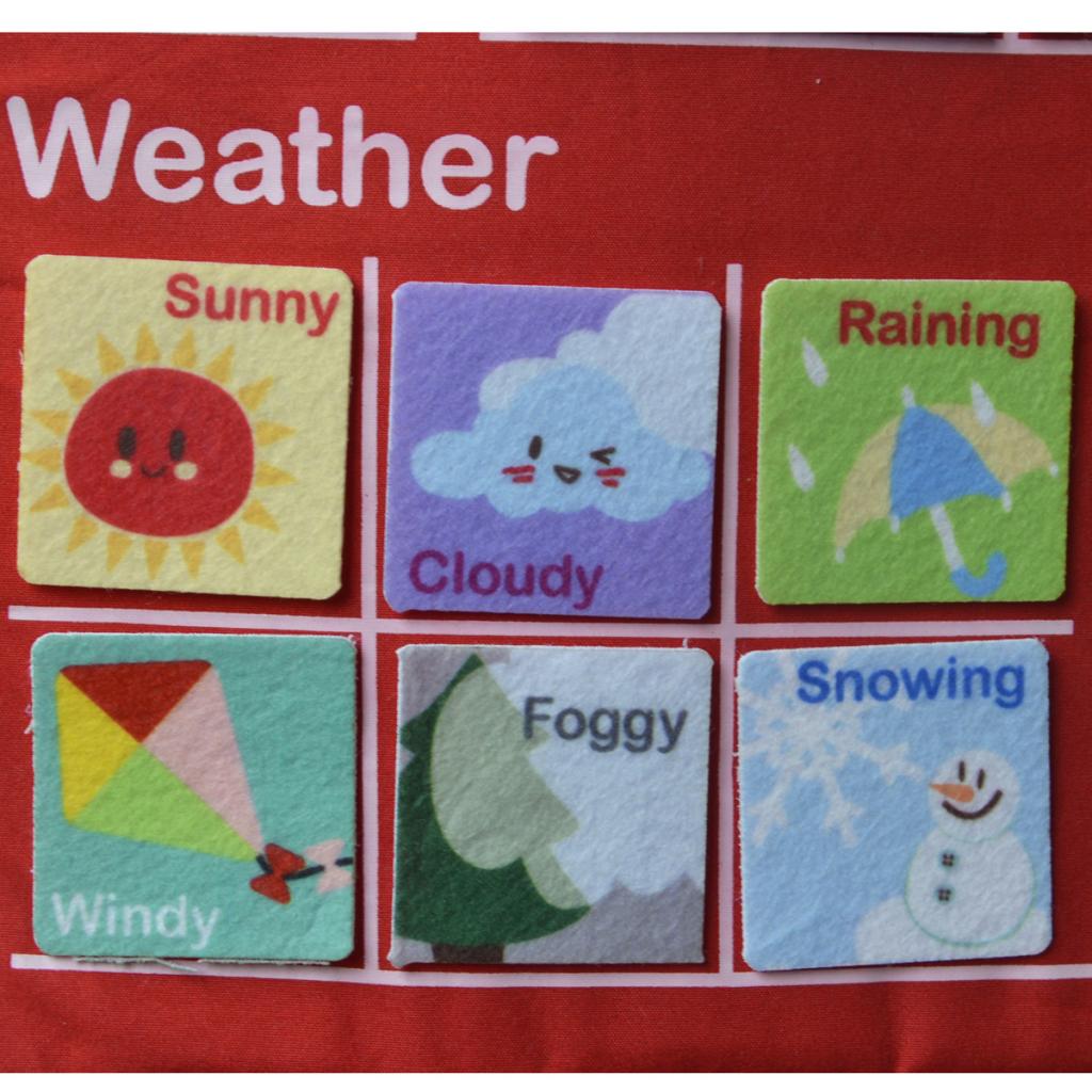 Fabric Calendar Learning Chart Crafts with Weather Season Months Week Date Letters - For Kids Early Education