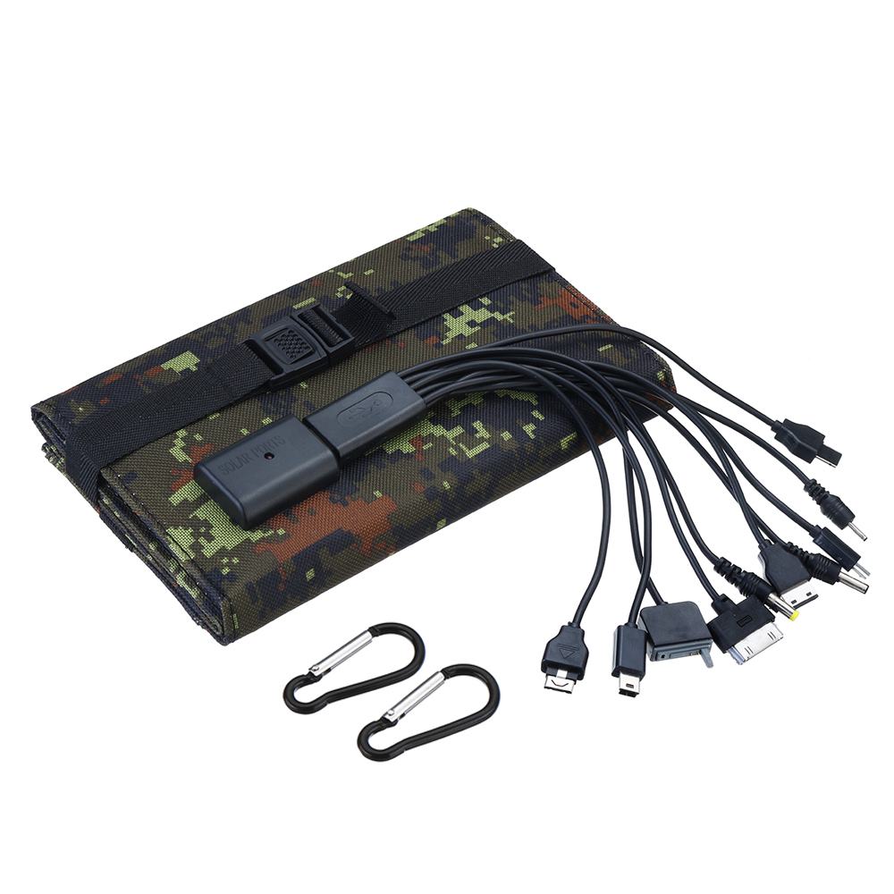 Foldable Solar Panel 60W Sun Power Solar Cells Charger Battery 5V USB Protable Solar Panels for Smartphone Camping: Green Camouflage