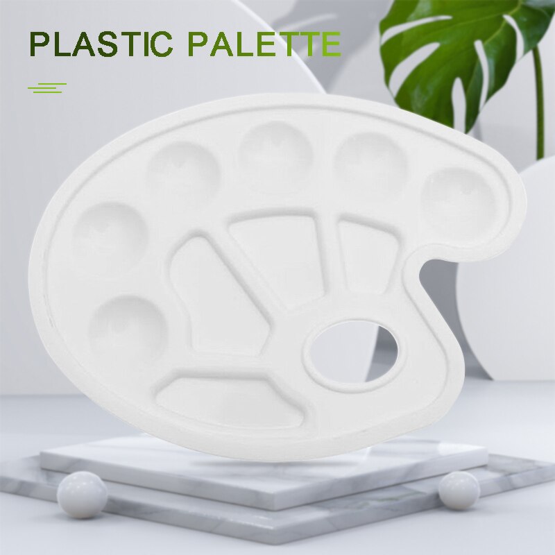 White Paint Palette Pigment Mixing Tray Artist Painting Palette with Thumb for Oil Watercolour Painting Pallet Painting Tool