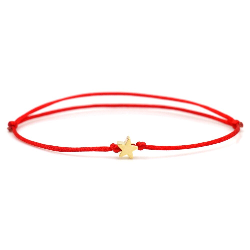 Coeur étoile couronne Simple fil rouge chaîne Bracelet pour femmes hommes bijoux faits à la main: red star