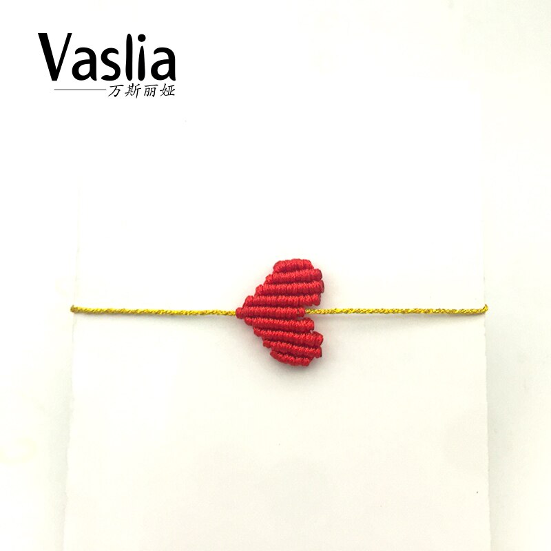 VISALIA-pulsera trenzada con forma de corazón para mujer, de la suerte arcoíris brazalete con, hilo simple de , joyería hecha a mano, el mejor de verano: red