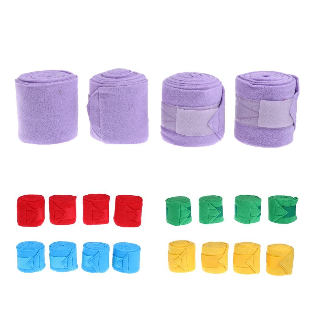 4pcs Soft Fleece Horse Leg Wraps Equestrian Horse Care Leg Brace Strap 240cm