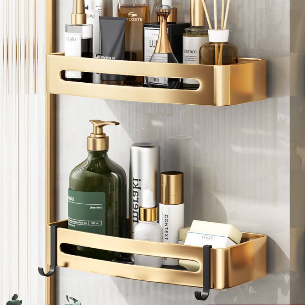 Luxury Bathroom Shelves Set Triangle Corner Shelf Shower Storage Rack Holder Wall Mounted Toilet Organizer Shampoo Organizer: Rec B Set