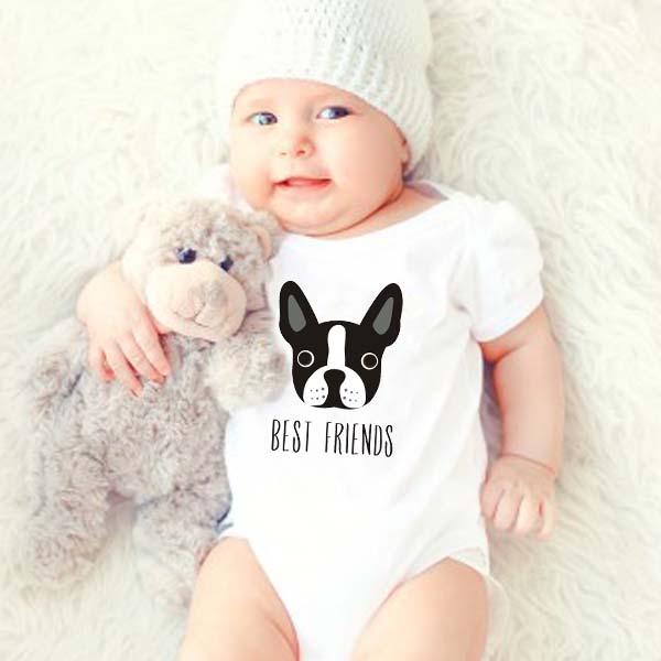 DERMSPE – combinaison à manches courtes pour -né, garçon et fille, vêtement estival pour bébé, meilleur ami, mignon, chien imprimé