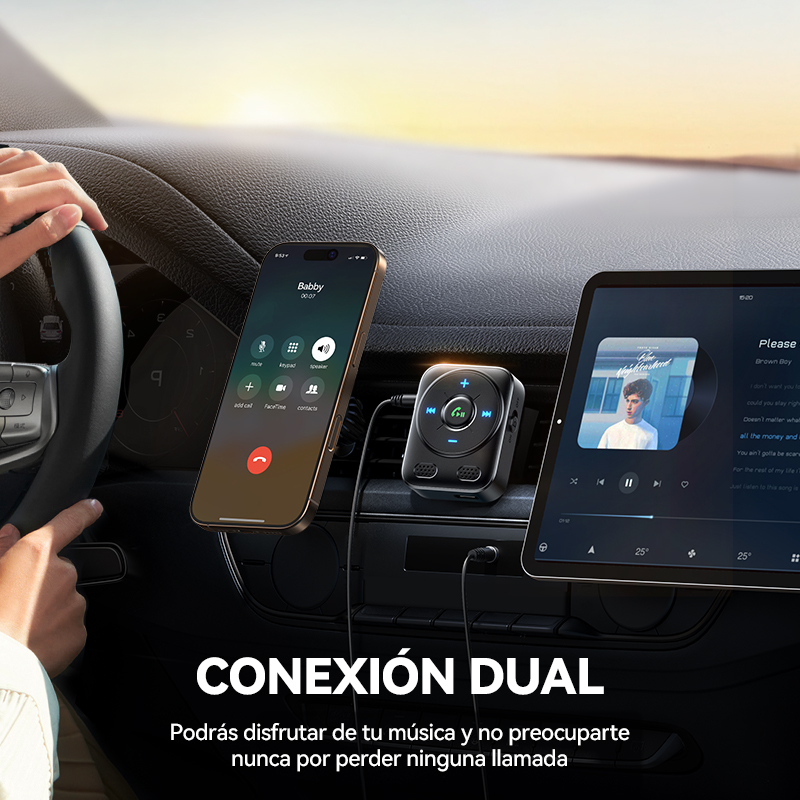 JOYROOM Auto-Bluetooth 5.4-AUX-Empfänger, stärkere Dual-Mikrofone und Geräuschunterdrückung, Bluetooth-Adapter für Automusik/Freisprechanrufe