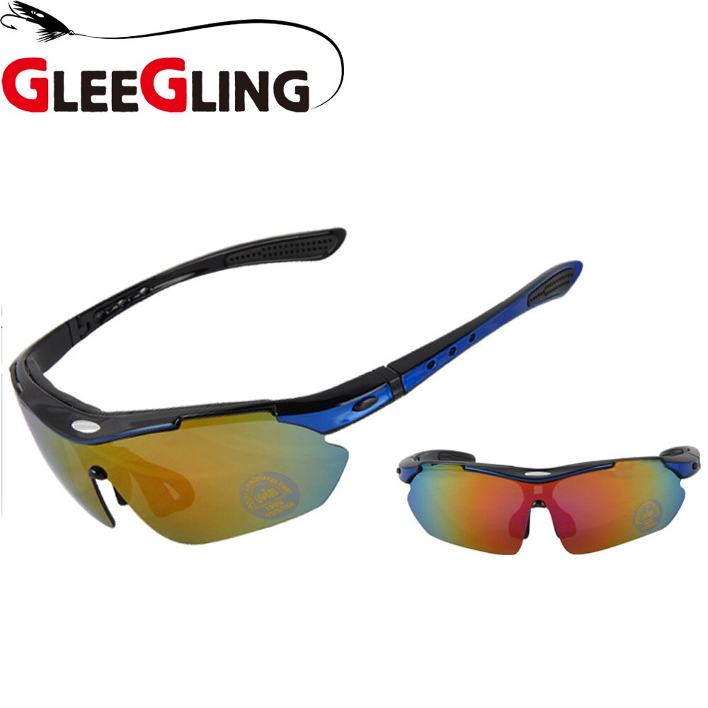 GLEEGLING 9400 1Set 5 Lens Man Vissen Gepolariseerde Zonnebril Lunette Polarisantes Homme UV400 Zonnebril Over Bril Gepolariseerde: BlueLine