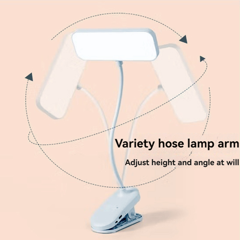 Bureaulamp met clipbevestiging en oogbescherming, oplaadbaar via usb en dimbaar led-licht, verstelbare studielamp voor studentenkamer of slaapkamer.