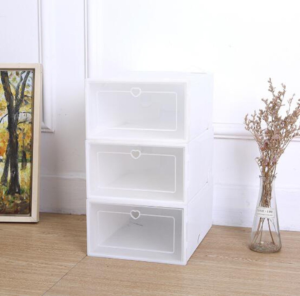 1pc Foldable Clear Shoes Storage Box Plastic Stackable Shoe Organizer Box Storage Shoe Box Transparent Drawer Shoes Box