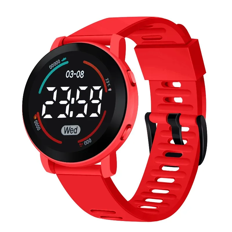 Juvenile Multifunctional Electronic Watch Sports Waterproof Fall Proof Ultra Clear Round Screen LED Digital Clock Reloj Niña