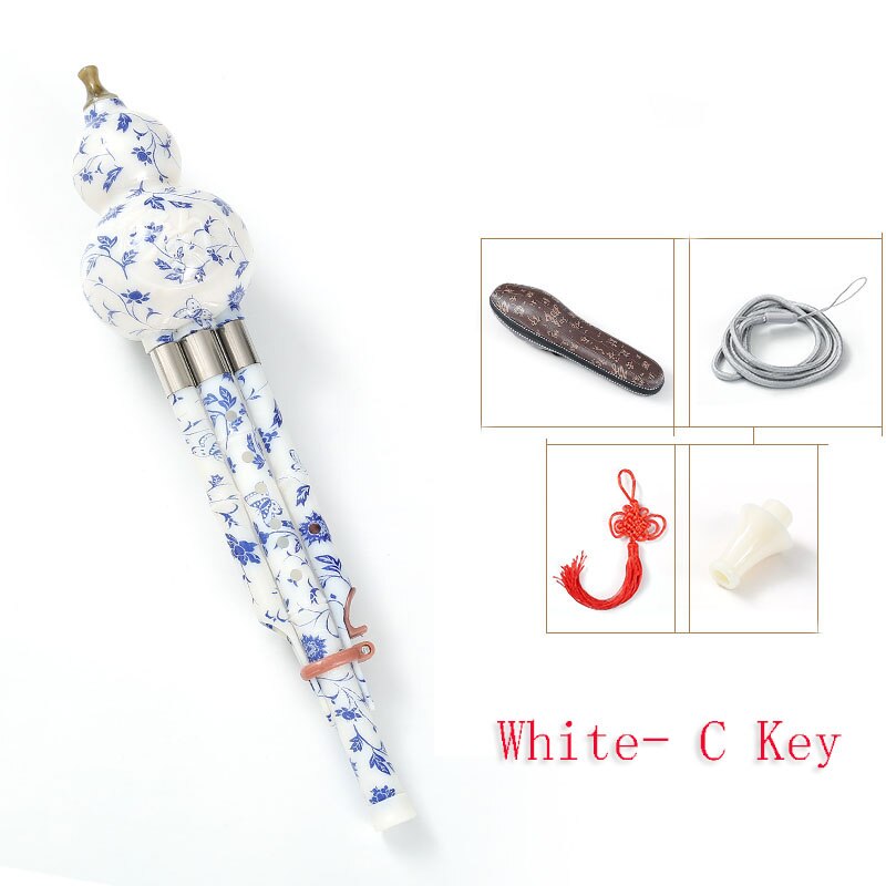 Chinese Handgemaakte Hulusi Zwarte Bamboe Kalebas Cucurbit Fluit Etnische Muziekinstrument Sleutel Van C Met Case Voor Beginner Muziek Liefhebbers: White- C Key