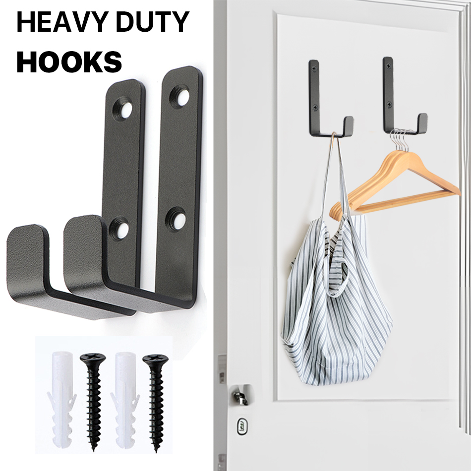 Ganchos de acero inoxidable para colgar ropa, perchero montado en la pared, resistente, acabado negro mate, 4 piezas