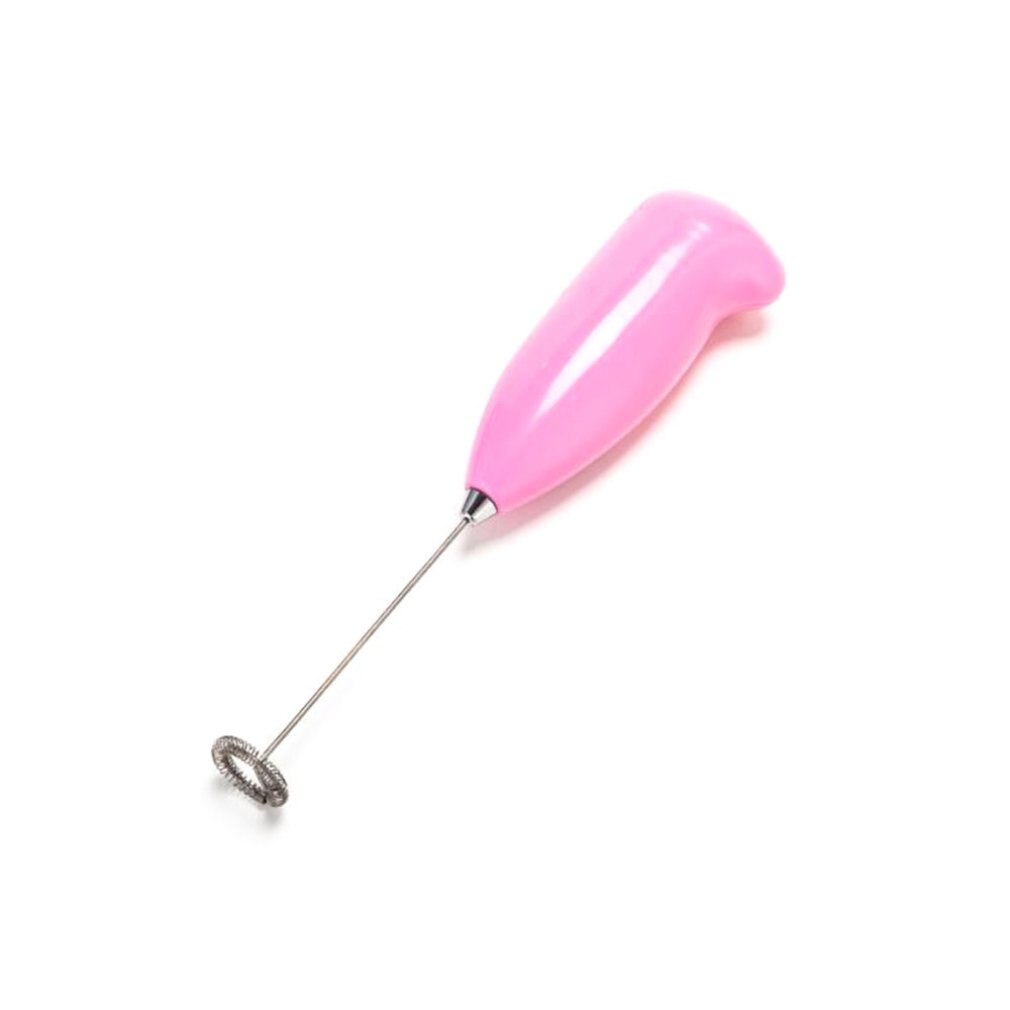 Mini batidor eléctrico ABS grado alimenticio 304 batidor de mano de acero inoxidable leche sin salpicaduras Mini café té de la leche licuadora: Pink