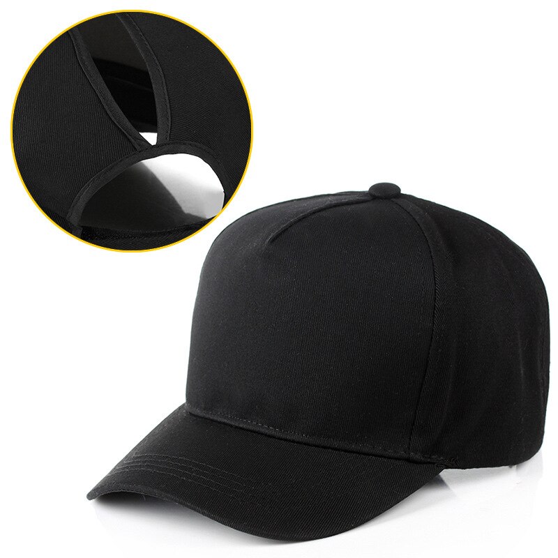 Berretto da Baseball a rete Casual estivo cappello da Baseball a coda di cavallo da donna Sport femminile cappellini Hip-Hop Snapback regolabili cappelli da sole: black 2