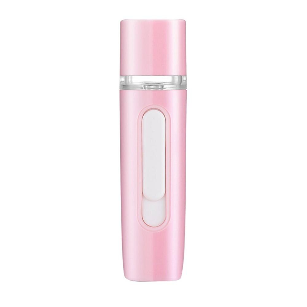 Mini Portable Nano Mister Ultrasonic Moisturizing Spray Face Steamer Handheld Humidifier Chargeable With USB Port: Pink