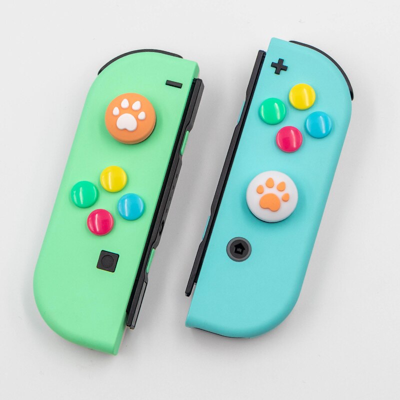 Thumb Stick Grip Cap ABXY Key Sticker Joystick Button Protective Cover Nintend Switch Joy-con Controller Skin Colorful Case: 2